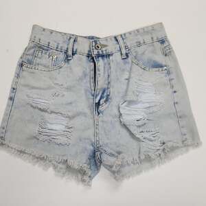 Distressed Light Blue Denim Shorts